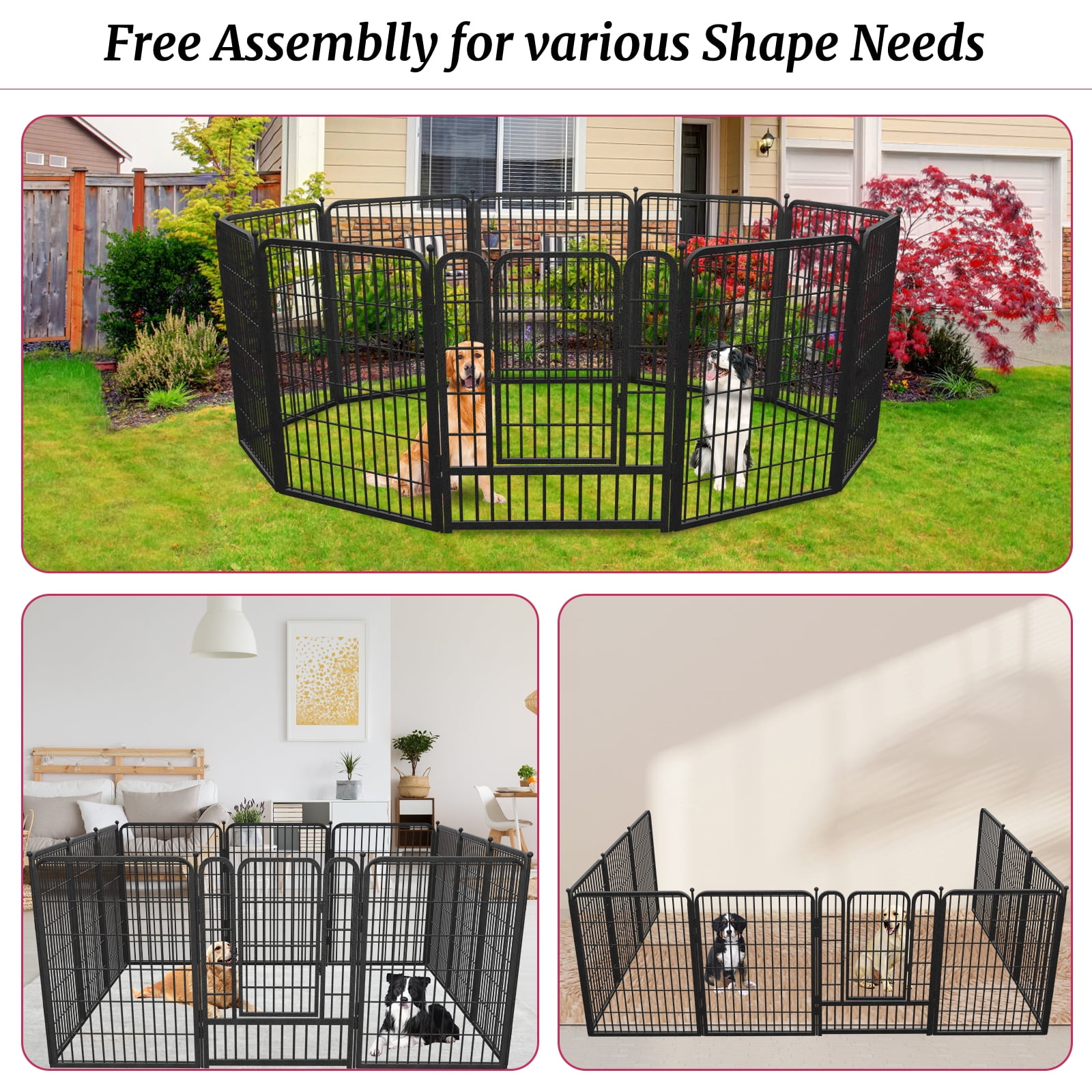 Jhsomdr Dog Playpen Outdoor 22 Panels 40" Height Heavy Duty Metal Dog Fence with Gate Pets Puppy Playpen Exercise Dog Pen for Small/Medium/Large Dogs