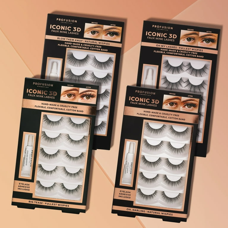 Profusion Cosmetics Iconic 3D Faux Mink Eyelashes 5 Pair Big Tease