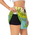 thumbnail image 3 of Lsque Two Frogs Are Sitting On Water Lilies Printed Women's Running Shorts with Liner Pockets,Elastic Quick Dry Workout Athletic Gym Yoga Shorts,Womens High Waist Shorts-Small, 3 of 9