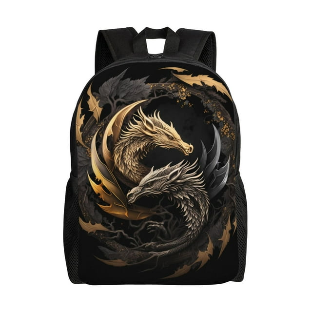 Balery Vintage Metal Dragon Mochila - Mochila Estilosa y Duradera para Laptop de 15 Pulgadas con Tela Oxford Impermeable