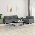 thumbnail image 1 of vidaXL 2 Piece Sofa Set with Pillows Dark Grey Fabric, 1 of 5