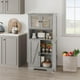 thumbnail image 1 of Gabinete de Almacenamiento Doble para Baño, Gabinete de Piso Blanco con Estantes y Puertas de Cristal, Alacena para Cocina, Gris, 1 of 4