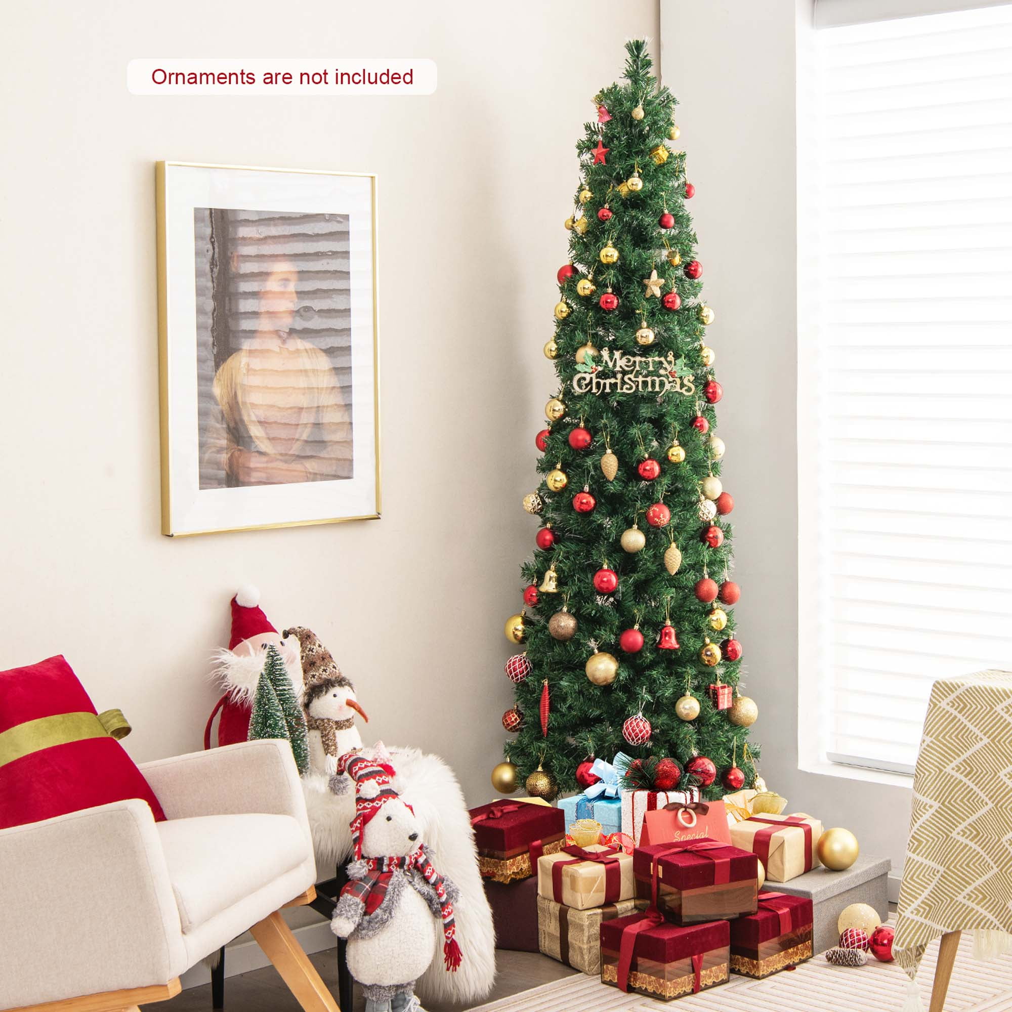 Árbol De Navidad Nevado De 146/180cm Árbol Artificial Con Luces LED Blancas Calidas Agujas De Pino Y Hojas De Sauce Decoracion Preiluminado M