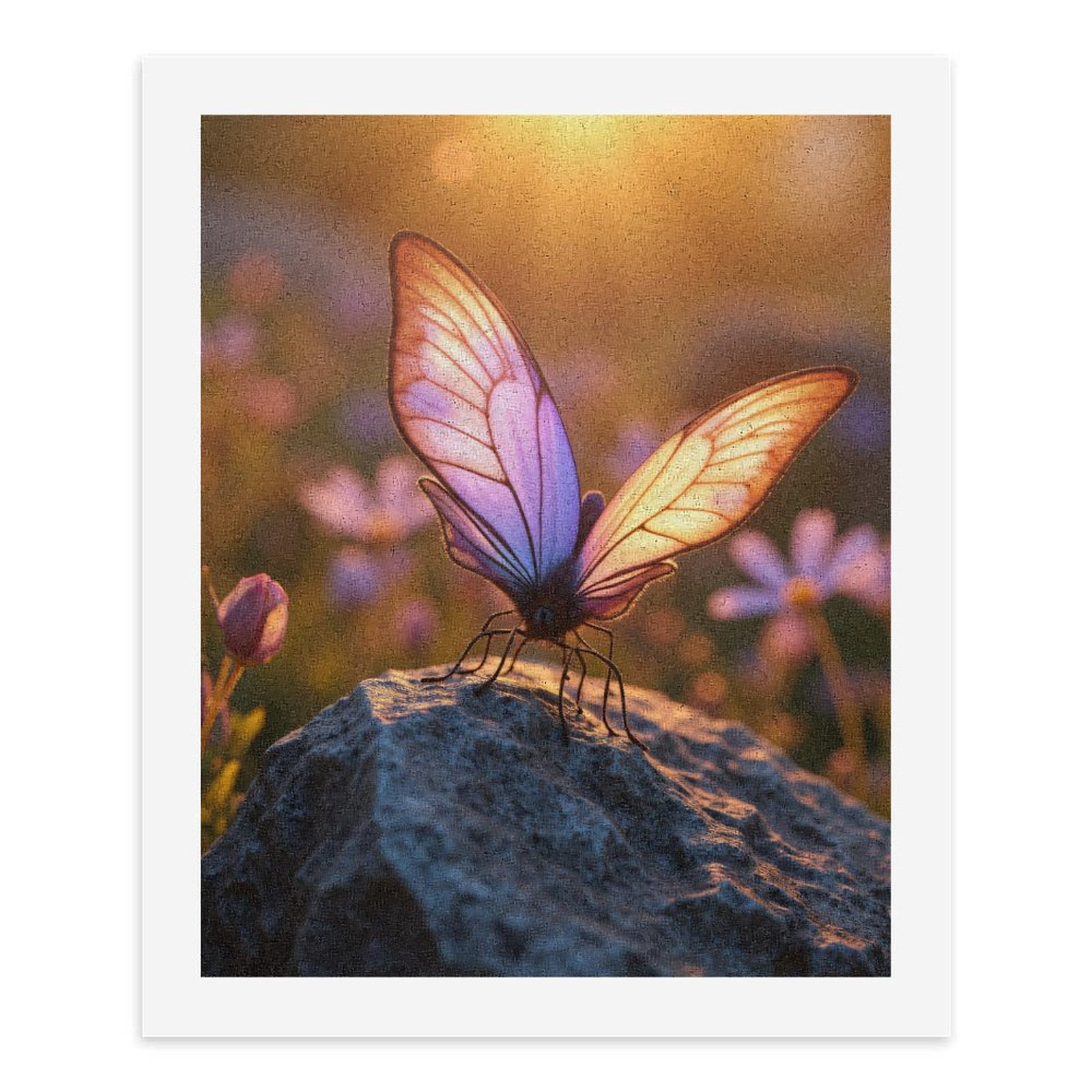 Paint By Numbers Kit for Adults Beginner - Sunlit Butterfly On Rock DIY Canvas Painting Kits for Adults, Frameless Paint By Number for Adults for Home Wall Decor 16x20 Inch