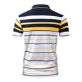 thumbnail image 4 of YDLCAFD Male Spring Summer Pure Cotton Short Sleeve Top Double Button Color Matching Lapel T Shirt Top, 4 of 4