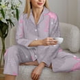 thumbnail image 4 of Goofa Pink Flamingo Printed Women’s 2 Piece Pajama Set Super,Pajamas Women's Long Sleeve Sleepwear Soft Button Down Loungewear Pjs Lounge Set Nightwear-, 4 of 9