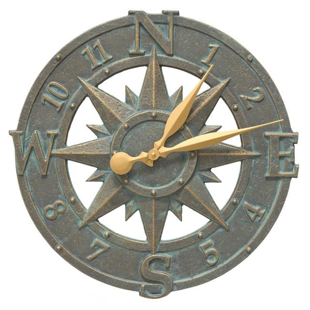 Rose de Boussole de 16 Po Clock - Vert-de-Gris en Bronze