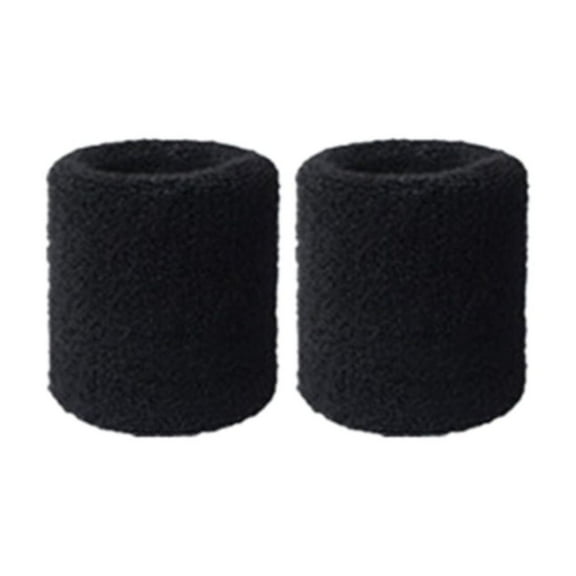 Ettsollp 2Pcs Wristbands Absorb Sweat Towel Wrist Protector for Badminton Tennis Sport-Black