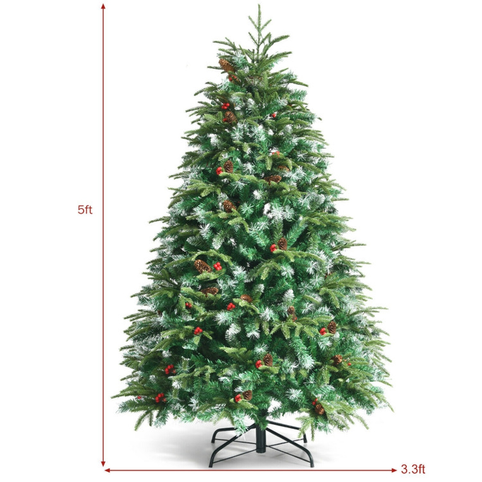 RUIE, 5 ft, Artificial Christmas Tree, with 250 LED Lights, 581 Branch Tips, Green Holiday Xmas Tree for Indoor Home Office Decoration