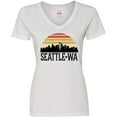 thumbnail image 3 of Inktastic Seattle Washington Skyline Sunset Women's V-Neck T-Shirt, 3 of 5
