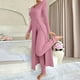 thumbnail image 1 of Pincandy Women's Solid Color Pajama Set - Crew Neck Long Sleeve Top & Pants, Casual & Comfortable for Homewear, 1 of 6