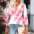 thumbnail image 4 of CYMMPU Women's Summer Fall Tunic Tops Casual Business Work Blouses Basic Tees V-Neck Shirts Floral Printed Flowy Blouse 3/4 Length Sleeve 2025 Clothes Pink XXXL, 4 of 8
