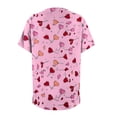 thumbnail image 5 of Garbnen Heart Print Womens Scrubs Top Workwear Plus Size Stretch V Neck Short Sleeve Womens Tshirts Xmas Valentine's Day Holiday Prints Nurse Working Uniforms, 5 of 6