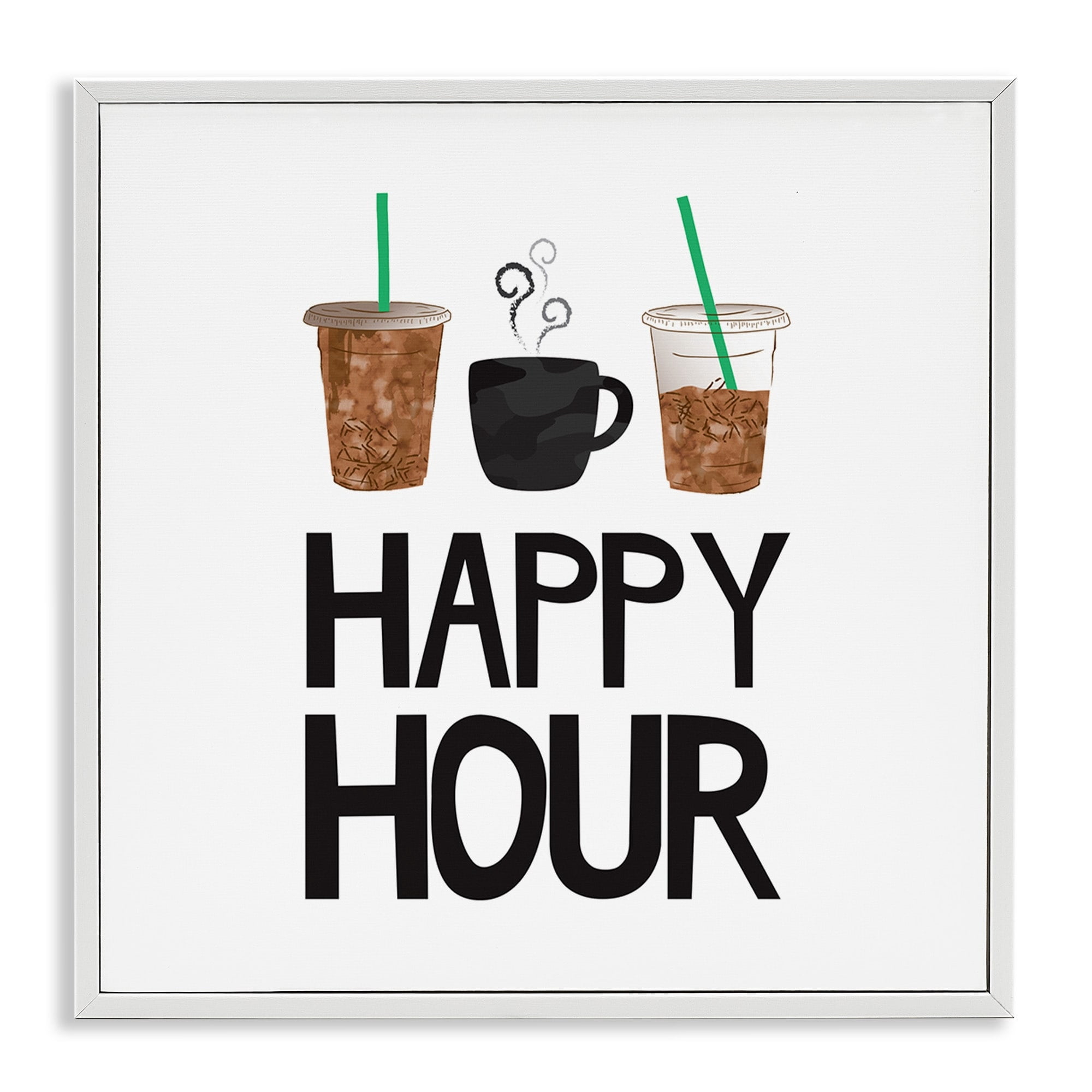 Stupell Industries Happy Hour Phrase Coffee Iced Drink Kitchen Beverage, 12 x 12, Design by Jennifer McCully