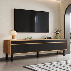 Deiokin 67" Modern TV Stand with 4 Doors, Entertainment Center with Sturdy Wooden Legs, Soft-Close Design for Living Room