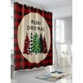 thumbnail image 3 of Christmas Tree Standard Shower Curtain Set, Waterproof Shower Curtains for Bathroom, Green Xmas Tree Red Black Plaid Rustic Washable Fabric Cloth Bath Curtain for Bathtub with Hooks 72x72 Inches, 3 of 6