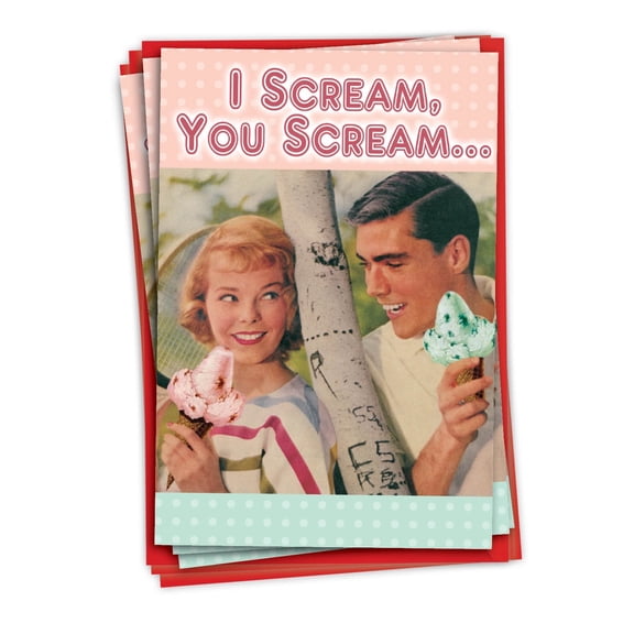 NobleWorks Pack of 3 Funny Valentine's Day Greeting Cards with Envelopes (1 Design, 3 Each) I Scream You Scream C1642VDG-C3x1
