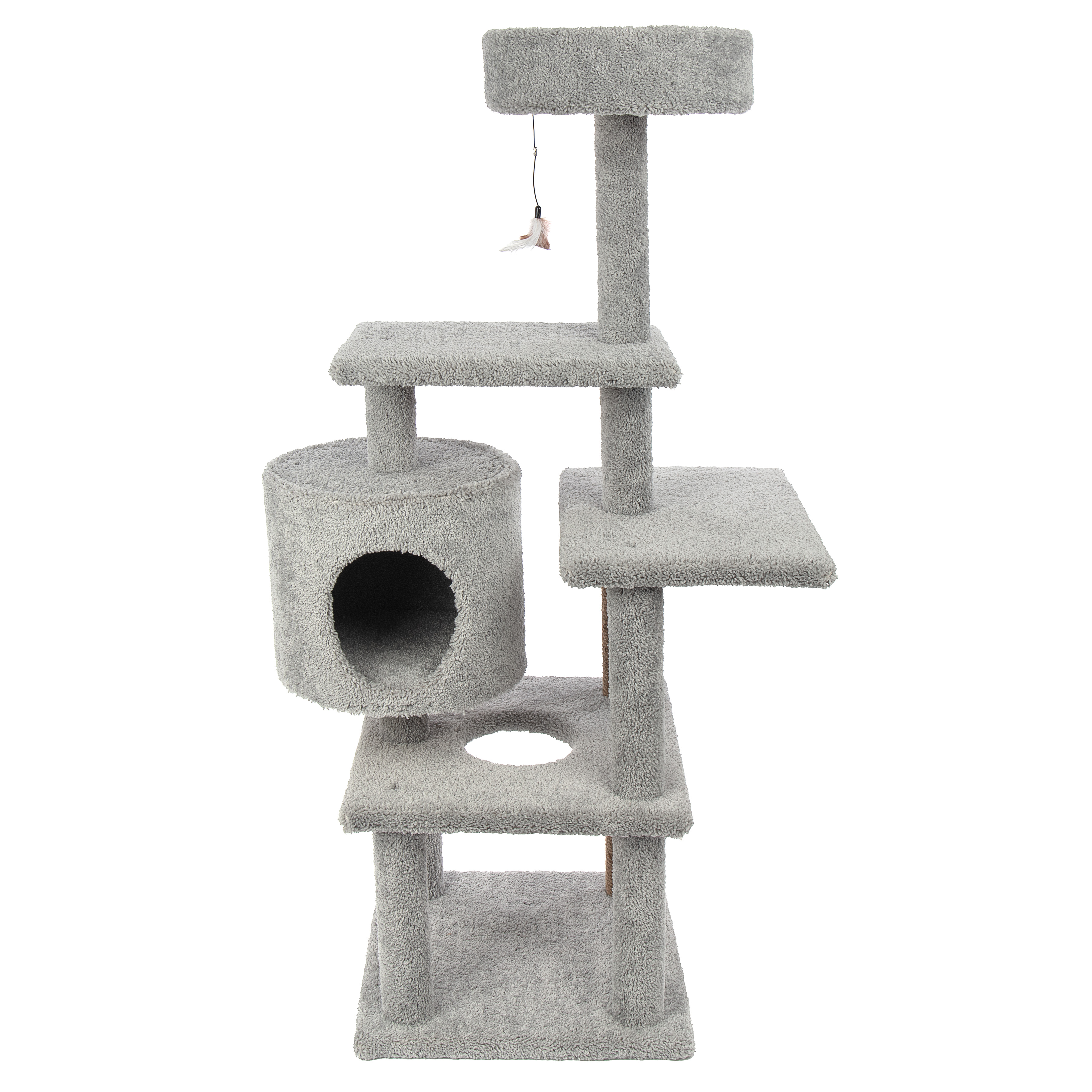 Kitty-Quick 59-in Solid Wood Cat Tree, Grey