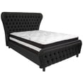 thumbnail image 2 of Flash Furniture Cartelana Tufted Upholstered Full Size Platform Bed in Black Fabric and Gold Accent Nail Trim with Pocket Spring Mattress, 2 of 4
