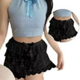thumbnail image 3 of Womens Tiered Ruffled Lace Panty Bloomers Shorts Sweet Bowknot Half Slip Safety Pant Frilly Pettipants Knickers, 3 of 8