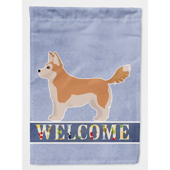 Carolines Treasures CK3730CHF Corgi Husky Mix Welcome Flag Canvas House Size  Large multicolor