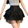 thumbnail image 2 of DHFJKG Gothic Skirts For Women High Waisted Lace Up Tiered Mesh Layered Mini Skirts Punk Streetwear Stylish Skirt, 2 of 3
