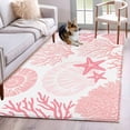 thumbnail image 2 of Coastal Pink Washable Rug 4x6 Area Rug for Living Room Bedroom Non Slip Indoor Floor Rectangle Carpet Soft Low Pile Large Ocean Coral Starfish Shell Modern Sea Entryway Rugs for Dining Room Office, 2 of 9