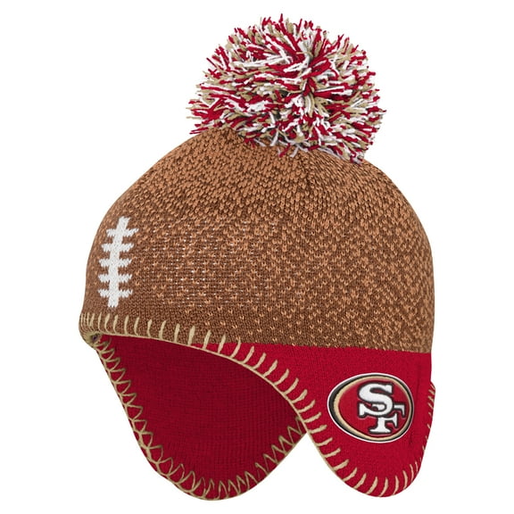 Preschool-Brown San Francisco 49ers Football Head Knit Hat with Pom