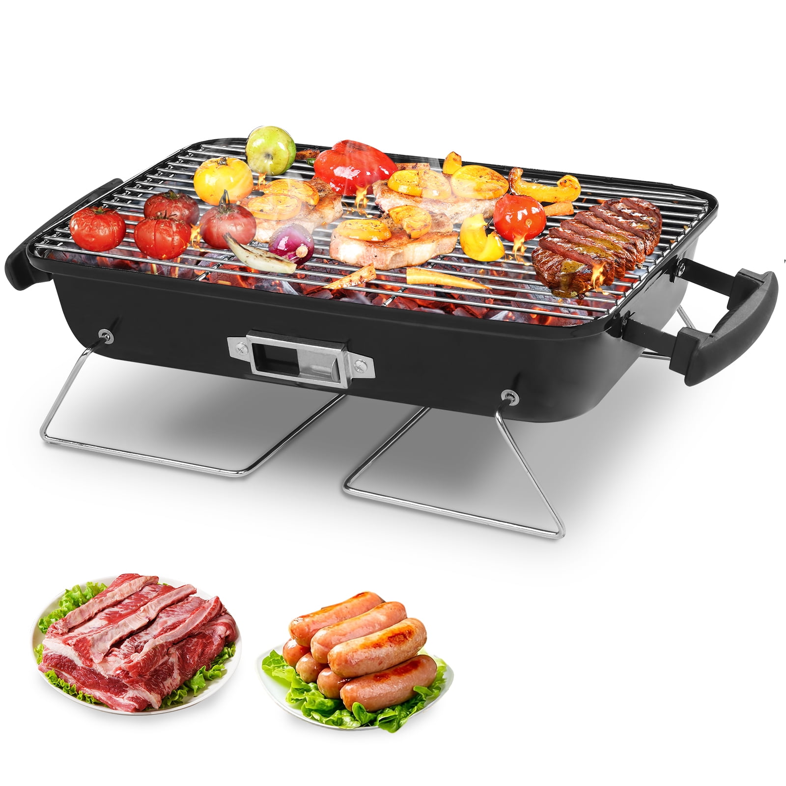 Portable Tabletop Charcoal Grill, Small Outdoor BBQ Smoker for Camping, Picnic & Beach