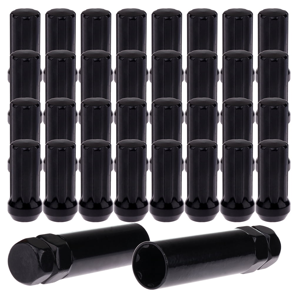 ECCPP Replacement for Wheel Lug Nuts 32 Pieces +2 Keys Black Truck Spline Bulge Acorn Drive Close End 3/4" hex Size Lug Nuts for Dodge for Ram 1500/2500/3500/2500 Van 1994-2010