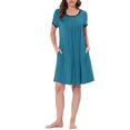 thumbnail image 2 of Vestido de salón para mujeres INSPIRE CHIC, camisones de noche, pijamas de color sólido, con cuello redondo, en color azul pavo real, 2 of 5