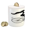 thumbnail image 2 of Black and White Piggy Bank, Young Woman Silhouette with a Bouquet of Spring Flowers Cycling Bridal, Ceramic Coin Bank Money Box for Cash Saving, 3.6" X 3.2", Black and White, by Ambesonne, 2 of 4