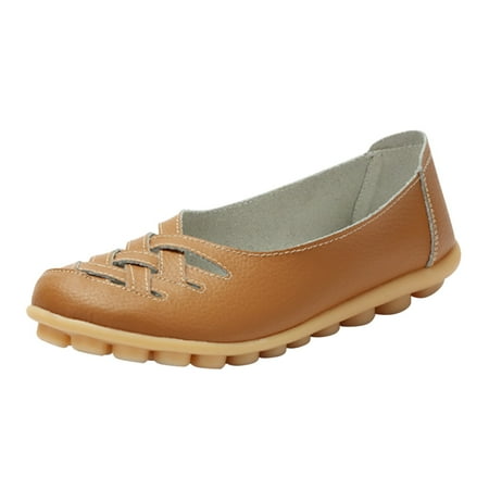 

Leather Sandals for Women Closed Toe Flatform Sandals Comfortable Casual Hollow Hole Loafer Shoes Breathable Lightweight Summer Slip-On Shoes for Outdoor