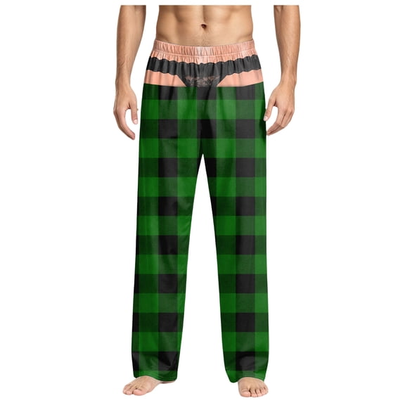 yoplnin Funny Pajama Pants for Men, Butt Illusion Print Christmas Loungewear Fall Pajamas