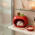 thumbnail image 4 of S SERENABLE Maison en Céramique pour Hamster Cachette Robuste Bol Alimentaire Extérieur Mignon pour Hérisson Rouge, 4 of 7