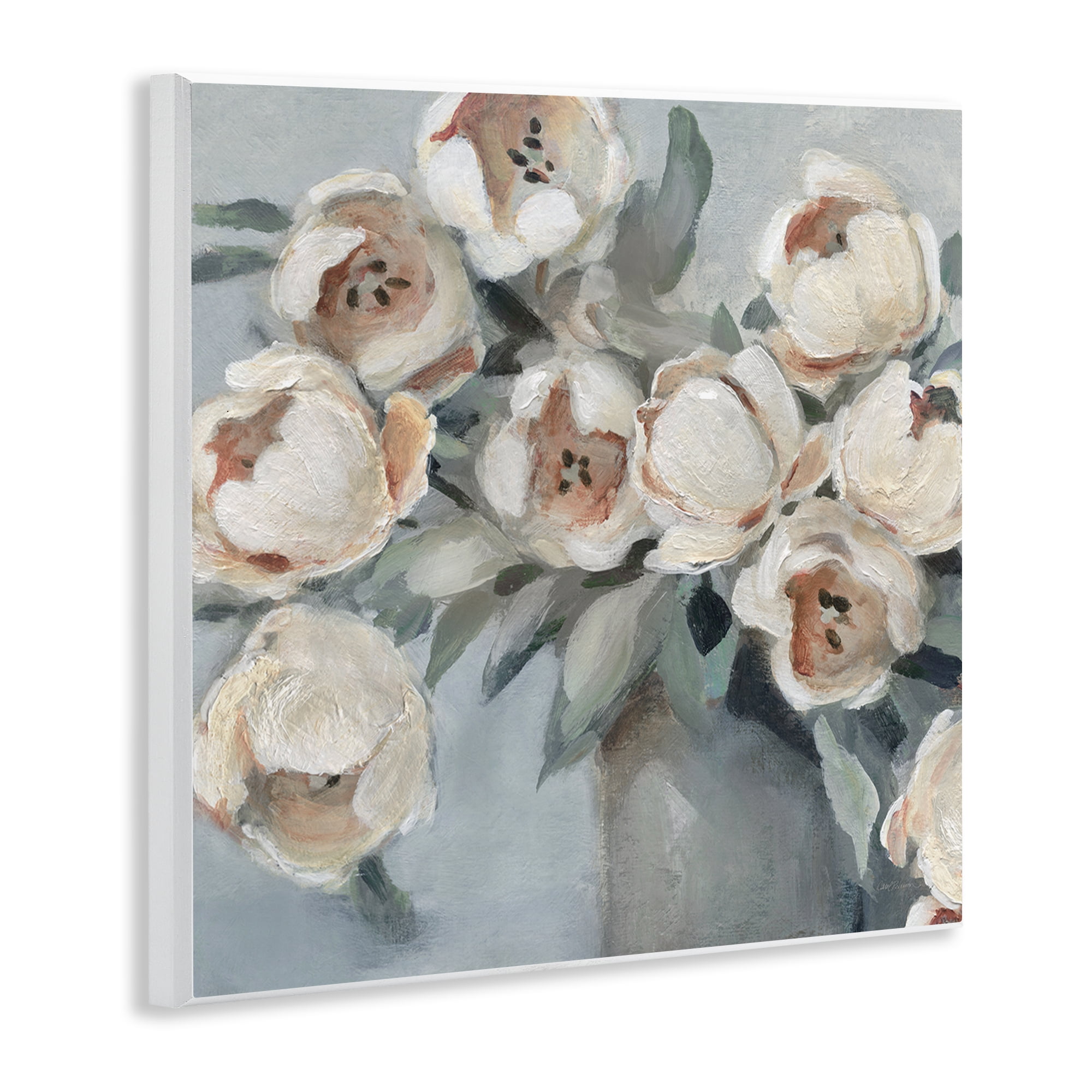 Stupell Industries Blooming Round Peonies Plants & Flowers Painting Unframed Art Print Wall Art, 12 x 12