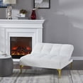 thumbnail image 3 of DEALTOPS Convertible Single Sofa Bed, Teddy Fabric Futon Chair with Metal Legs and Pillow, White, 3 of 8
