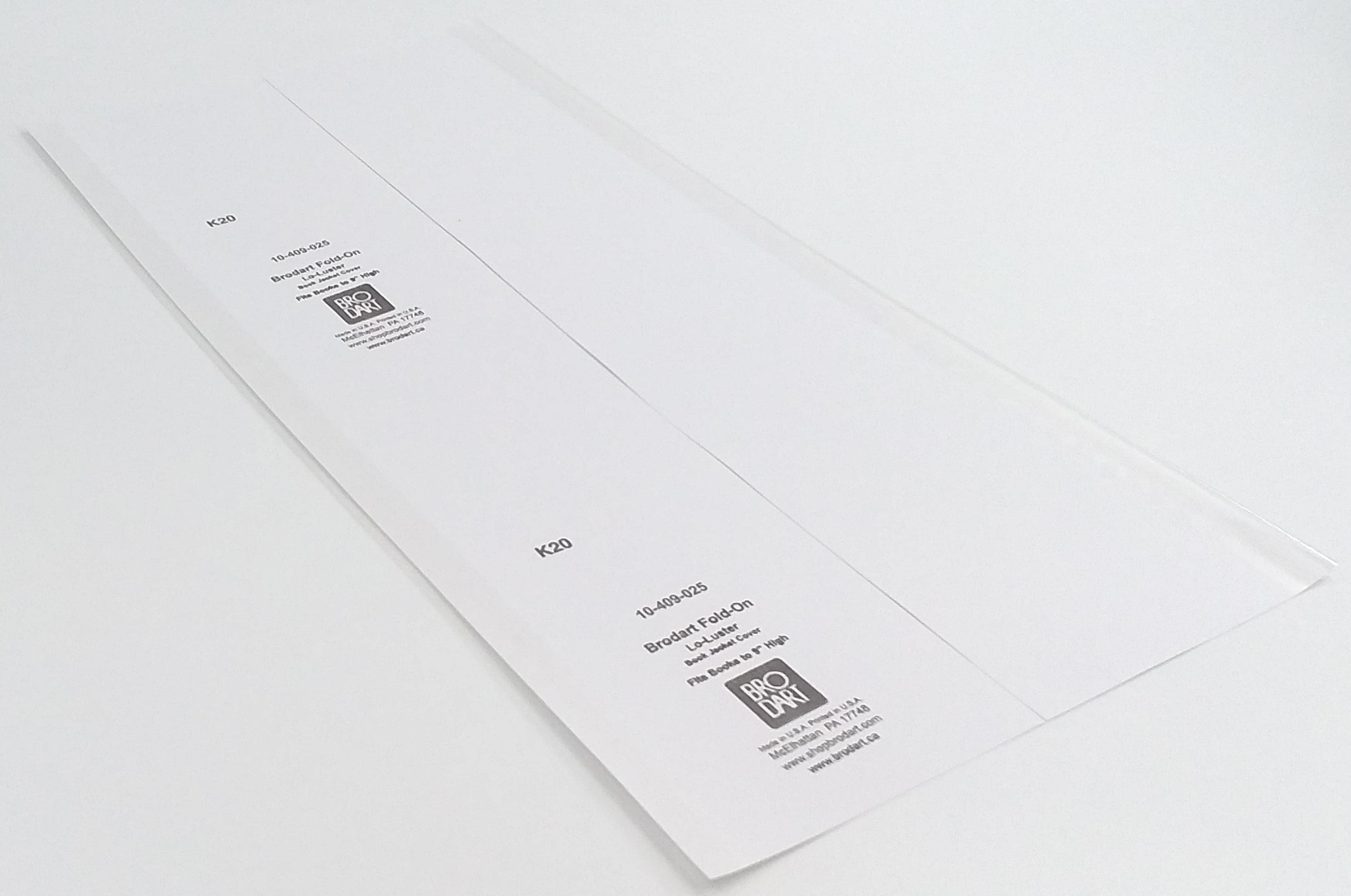 10 (ten) sheets Brodart FoldOn LoLuster Book Jacket Covers 9" x 19