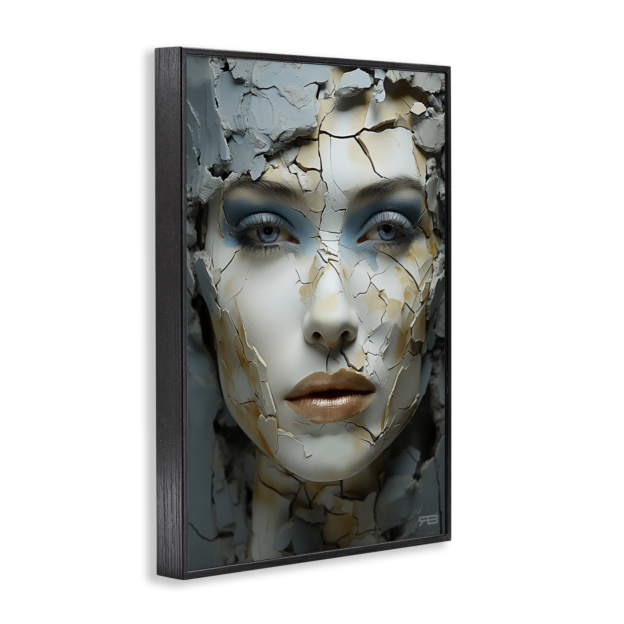 Stupell Industries Cracked Face Abstraction Novelty Painting Black Framed Art Print Wall Art, 16 x 24