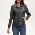 thumbnail image 4 of HTNBO Faux Leather Jacket for Women Motorcycle Moto Biker Coat Casual Cropped PU Leather Jackets, 4 of 8