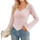 thumbnail image 1 of Camisa de Larga con Estampado Estético Y2K para Mujer, Estilo Moderno, con Cordón Fruncido, Corte Entallado, Ropa Y2K. Rosa L, 1 of 9