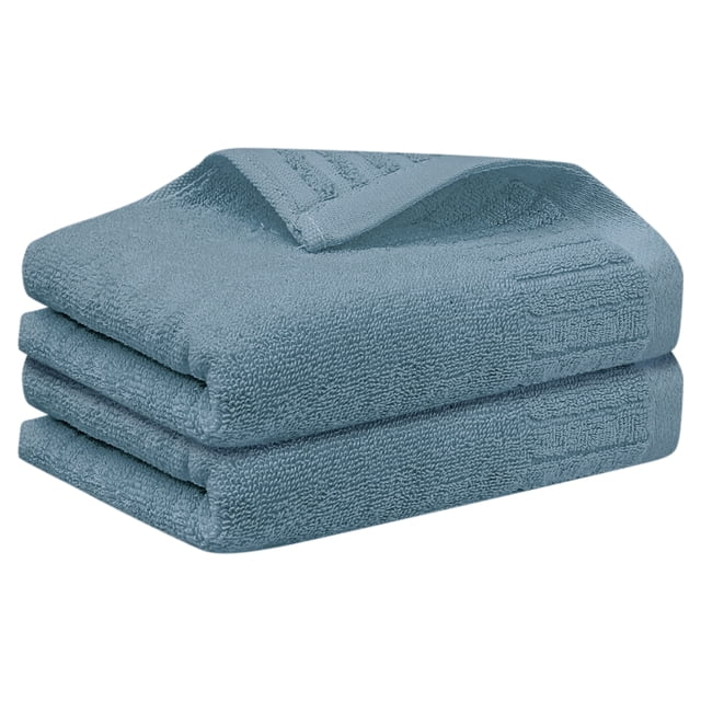 Toallas de mano de 2 piezas con patrón a rayas REGALWOVEN, toallas de mano de algodón cómodas para baño y cocina Azul 14" x 30"