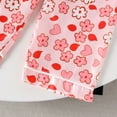 thumbnail image 6 of SonxaHe Toddler Girls Homewear Outfits Cartoon Heart Prints Long Sleeve Lapel Shirt Pant Valentine's Day Satin Silk Outfit Set Pink,Sized 4-5, 6 of 8