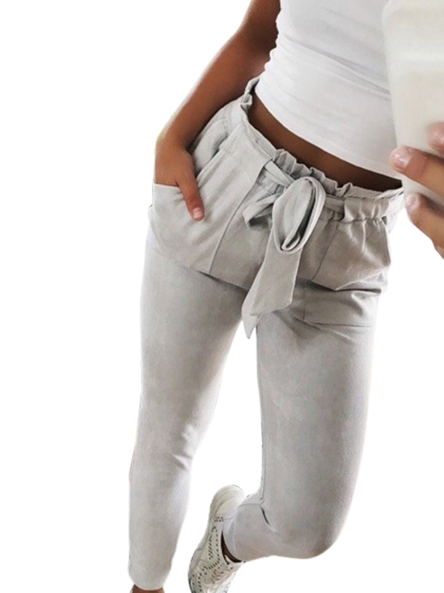 pants with bow at waist