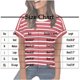 thumbnail image 3 of Camisas de Cuello en V de Manga Corta para las Mujeres Impresión de Rayas Blusa de Verano de Primavera de Moda, Camiseta de Mujer de Manga Corta, 3 of 8