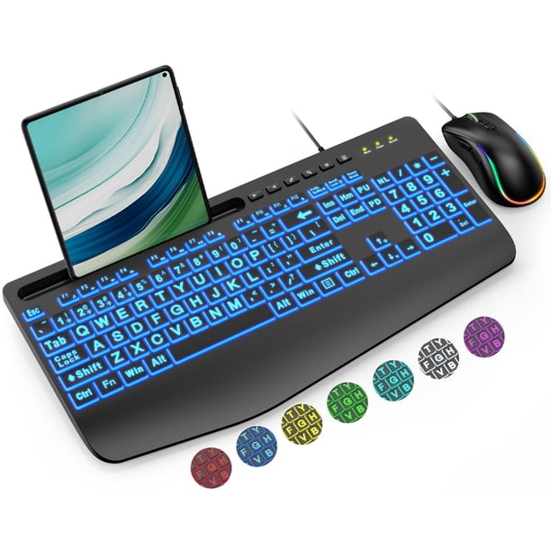 Combo de teclado y ratón SABLUTE con cable con retroiluminación USB