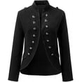 thumbnail image 2 of Chaquetas para mujer Otoño Invierno Lana Botón Blazer Moda Manga larga Damas Traje Abrigos Adepaton HMFJ304-11, 2 of 4