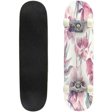 Peonies Seamless Pattern Watercolor Background Outdoor Skateboard Longboards 31"x8" Pro Complete Skate Board Cruiser