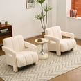 thumbnail image 6 of DRKAT Mid Century Accent Chair Set of 2, Comfy Living Room Chairs, Modern Upholstered Sofa Chair, Boucle Armchair, Lounge Reading Chair for Living Room, Bedroom (Ivory), 6 of 7