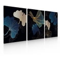 thumbnail image 1 of Set de 3 Cuadros Decorativos Ideas Creativas Comedor Flores Azul Oro Cuadro sublimado en tela, 1 of 2